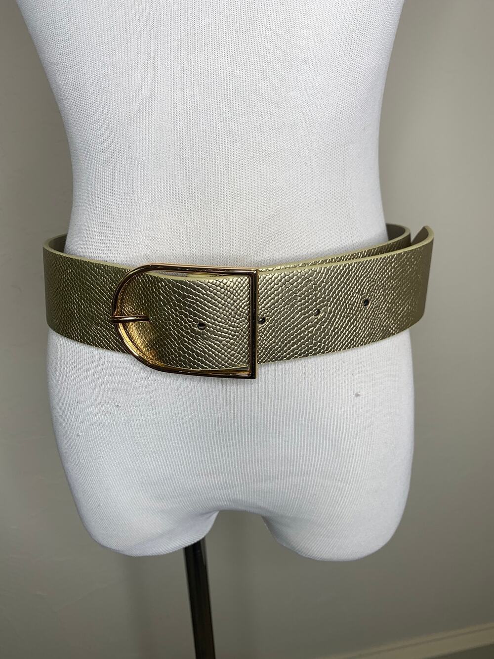 Eloquii Gold Metallic Belt Stretch Snakeskin Embossed Sz 18/20
